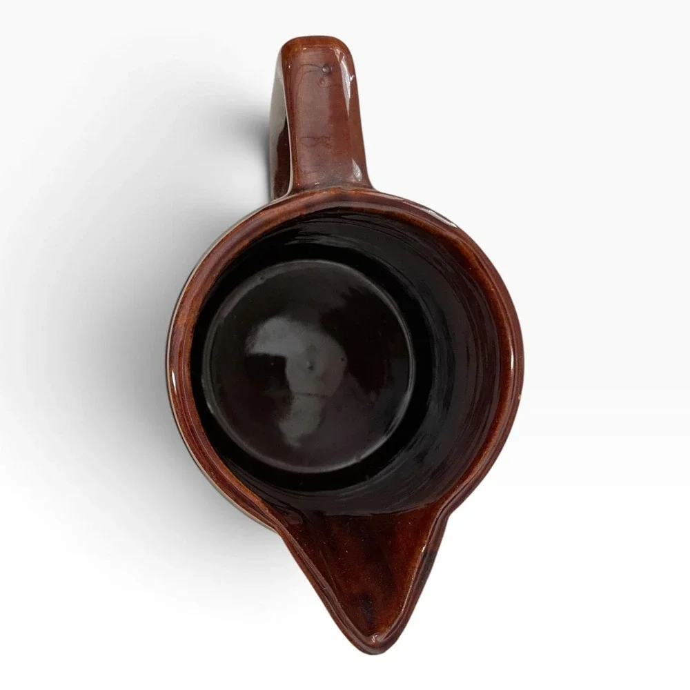 Vintage Marcrest Brown Glazed Stoneware Pitcher Jug Embossed Pattern 6